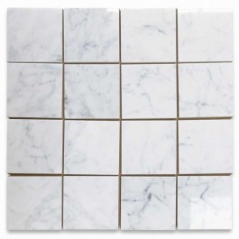 Italian Carrara White 6X6 Polished Marble Subway Tile