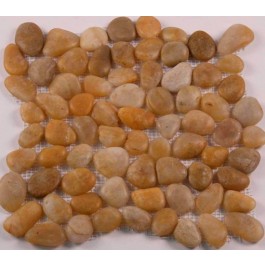 Gold Pebble 12x12 Polished Mesh Stone Tile