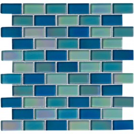 Iridescent Blue Blend 1x2x8mm Brick Glas