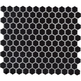 Retro Nero Hexagon 11X12 6mm Glossy Porcelain Mosaic Tile
