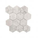 Carrara White 4X4 Hexagon Honed Marble Mosaic