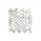 Oriental White 1X2 Herringbone Honed Marble Mosaic