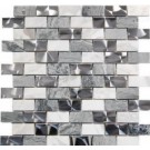Stainless Steel and Gray Stone 1x2 Interlocking Blend Mosaic