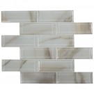 Ivory Amber Beveled 8mm Glossy Glass Subway Tile