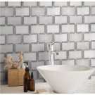 Oriental White Subway Carrara Border 14.7X7 Marble Mosaic Tile