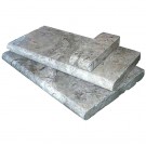 Silver Travertine 4X12 Hon / UF / Tumbled / One Short Side Bull Nose