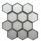 Silver Trim 9X11 Hexagon Glass Mosaic Tile