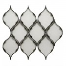 Silver Trim Feather Pattern 12X10 Arabesque Glass Mosaic Tile