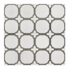 Thassos White & Athens Gray 12X12 Waterjet Patterned Mosaic Tile