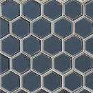 Vague Blue 10.15X12.13 Hexagon Glossy Glass Mosaic Tile