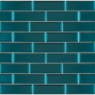 Verde Azul 2.5x8 Beveled Glass Subway Tile 