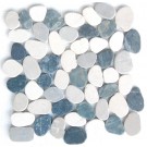 White & Grey Mix Natural 12X12 Interlocking Indonesia Pebble Tile